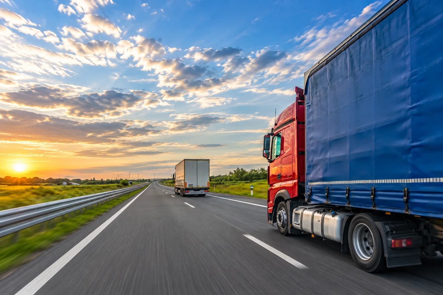 Container truck on a highway