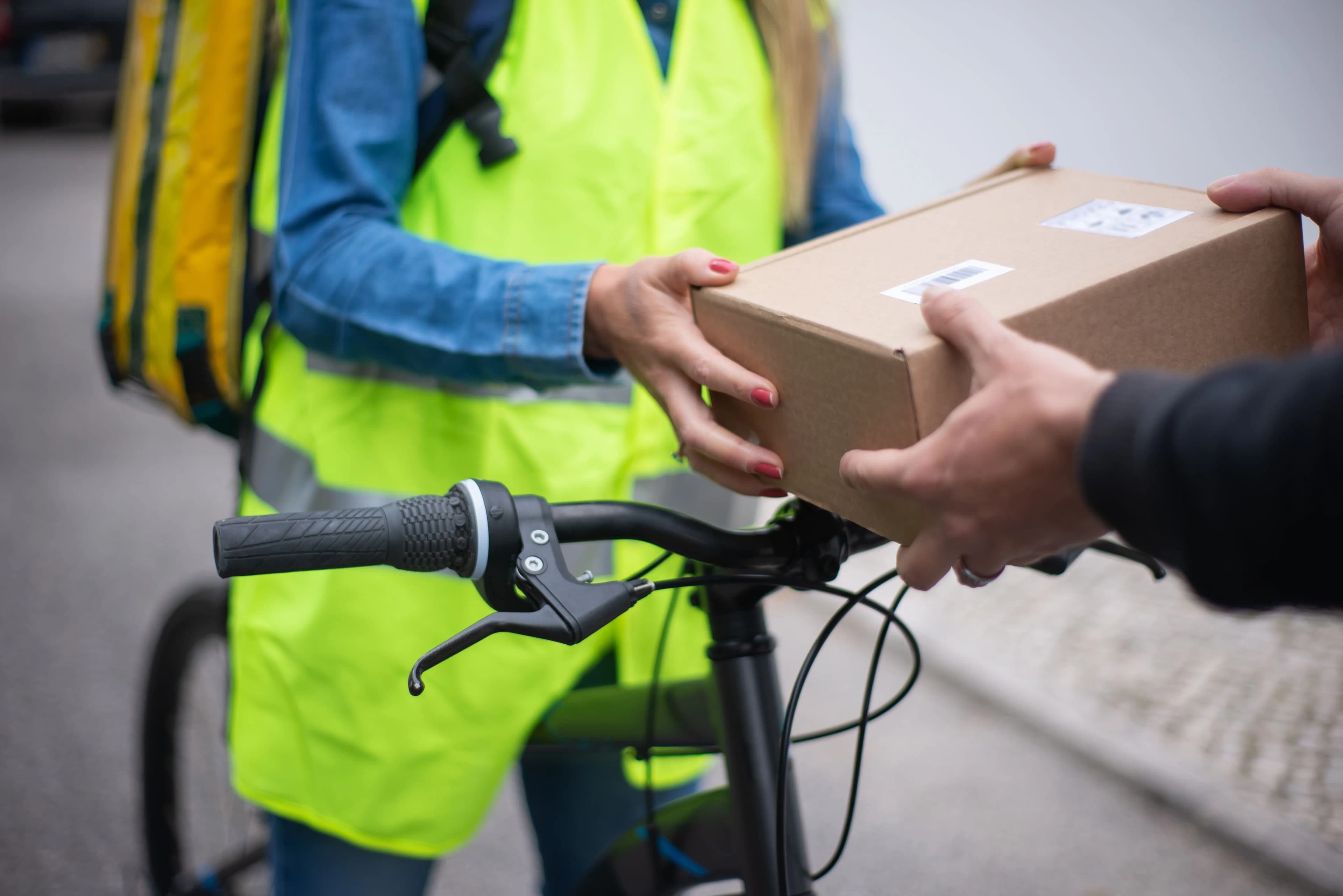 Parcel being handed over for shipping