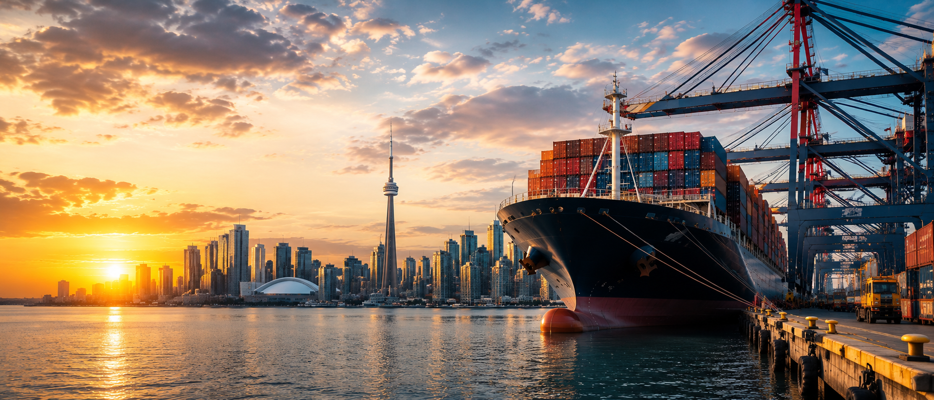 Container ship at port